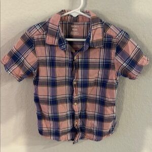 Plaid Kids Shirt in Blue and Pink